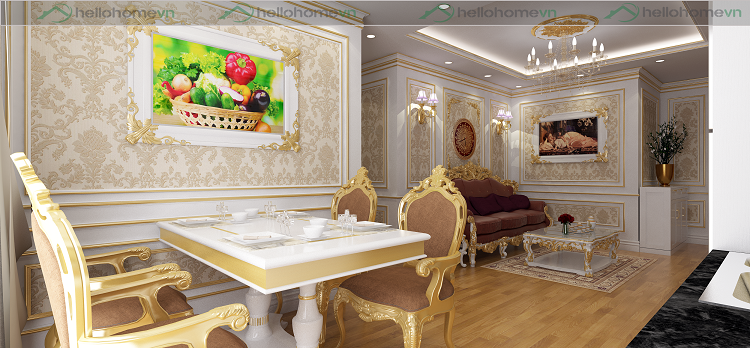 THIẾT KẾ CĂN HỘ 01 PHONG CÁCH TÂN CỔ ĐIỂN CHUNG CƯ TECCO – THANH HÓA