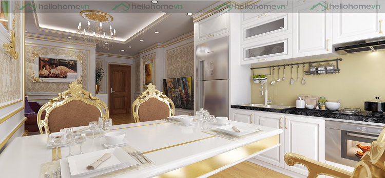 THIẾT KẾ CĂN HỘ 01 PHONG CÁCH TÂN CỔ ĐIỂN CHUNG CƯ TECCO – THANH HÓA