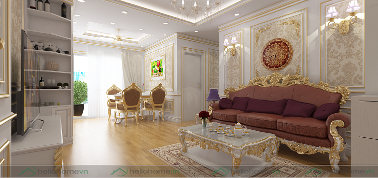 THIẾT KẾ CĂN HỘ 01 PHONG CÁCH TÂN CỔ ĐIỂN CHUNG CƯ TECCO – THANH HÓA